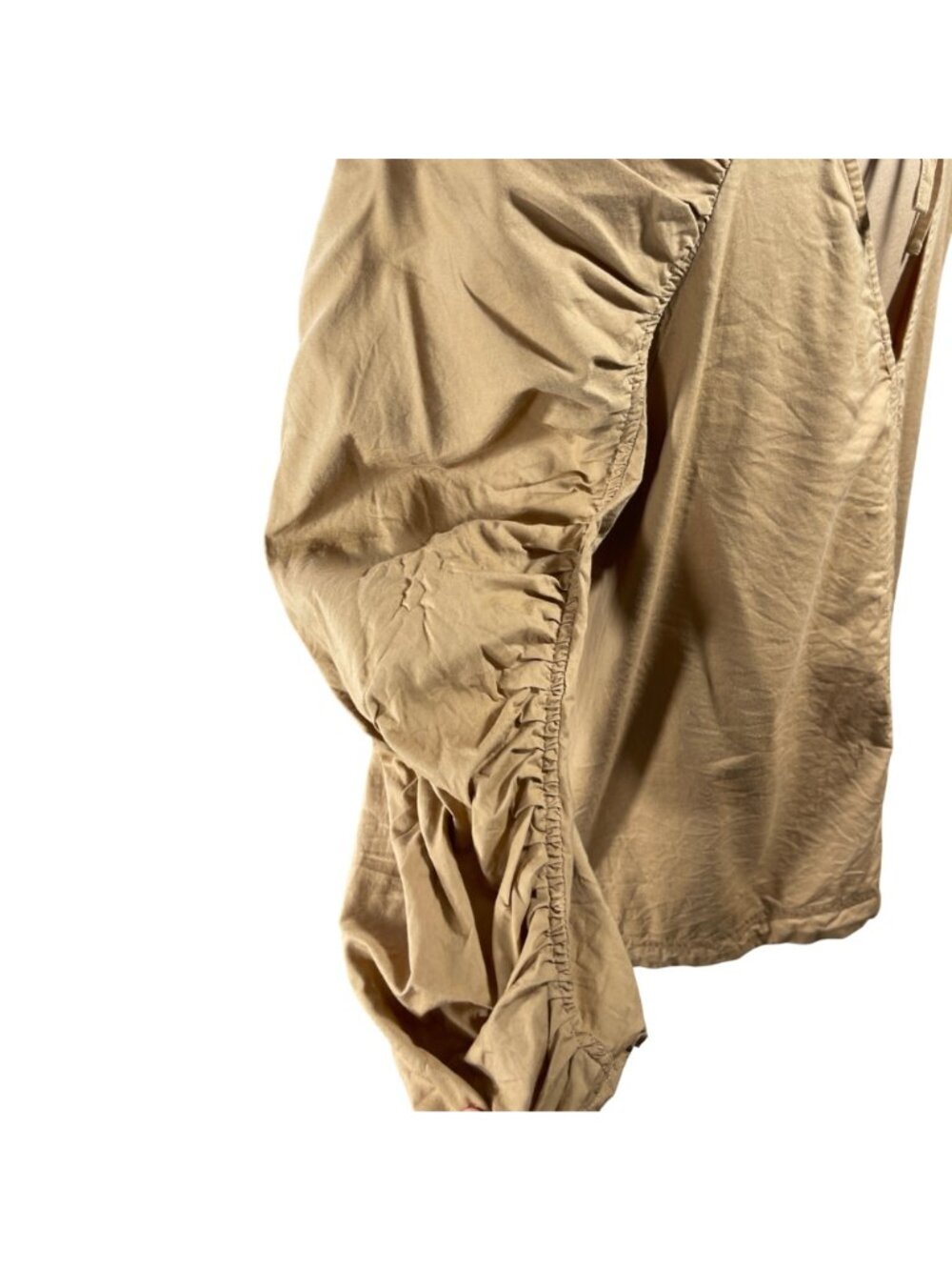 Loft Top Camel Brown Size M Medium Ruched Sleeve V-Neck Cotton Modal - Picture 4 of 6